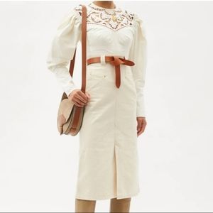 ISABEL MARANT Tayma lace-panel cotton-poplin top